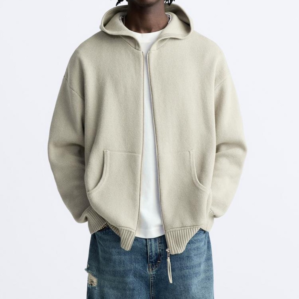 NWT Zara Men's Hooded Knit Cardigan Sold Out